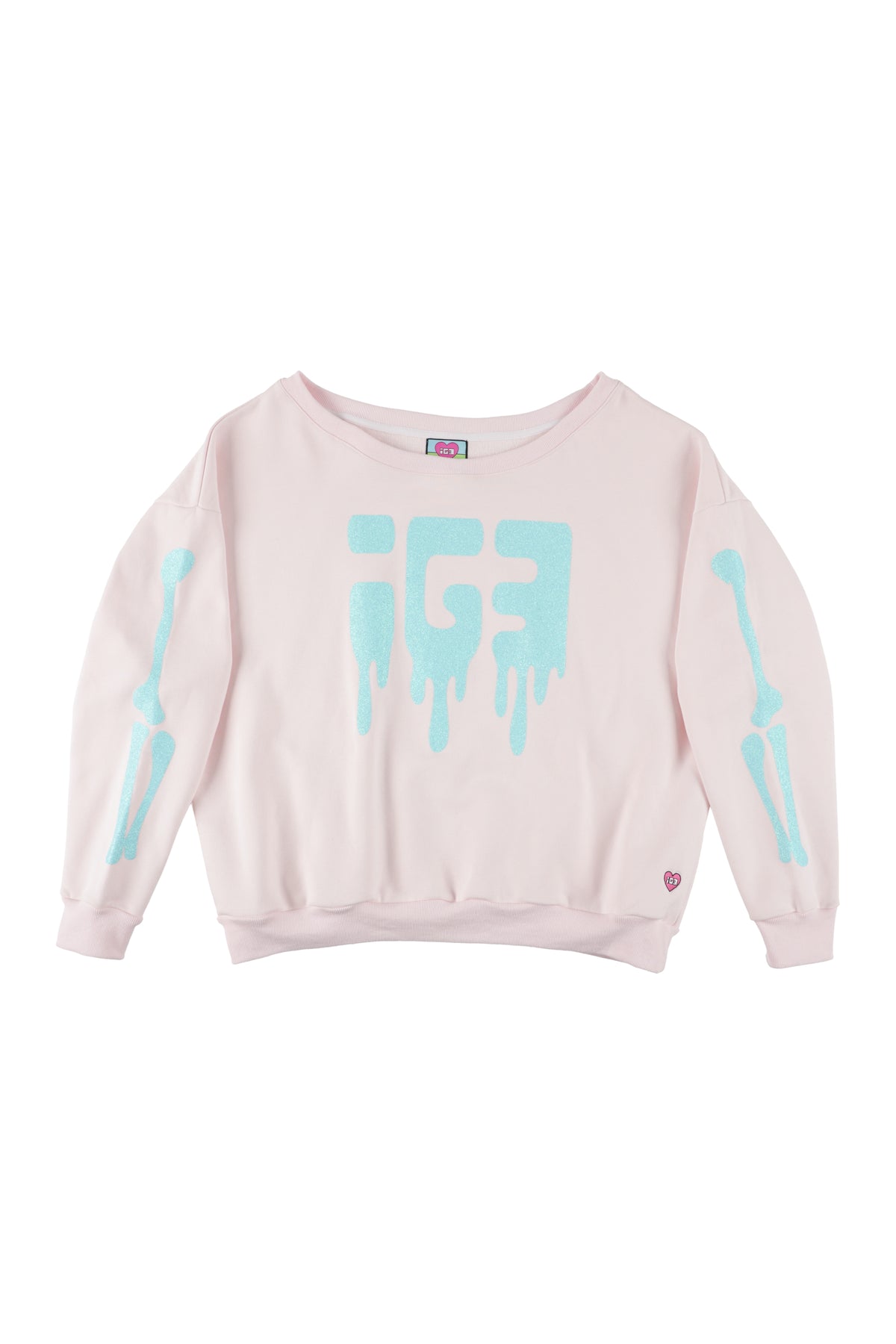 Bone Melt Off Shoulder Sweatshirt Pink