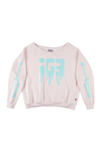 Bone Melt Off Shoulder Sweatshirt Pink