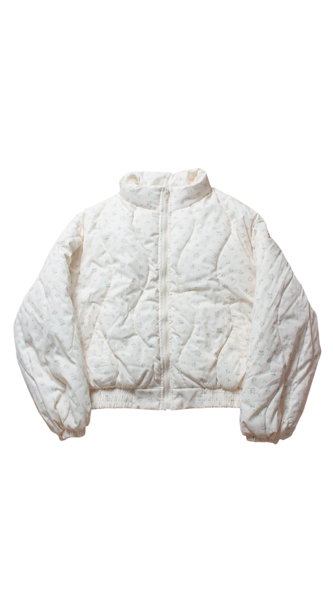 Wave flower puffer jacket