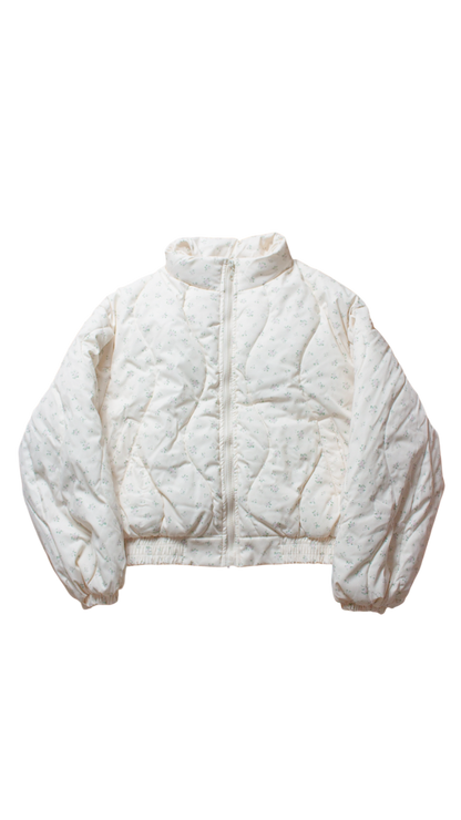 Wave flower puffer jacket