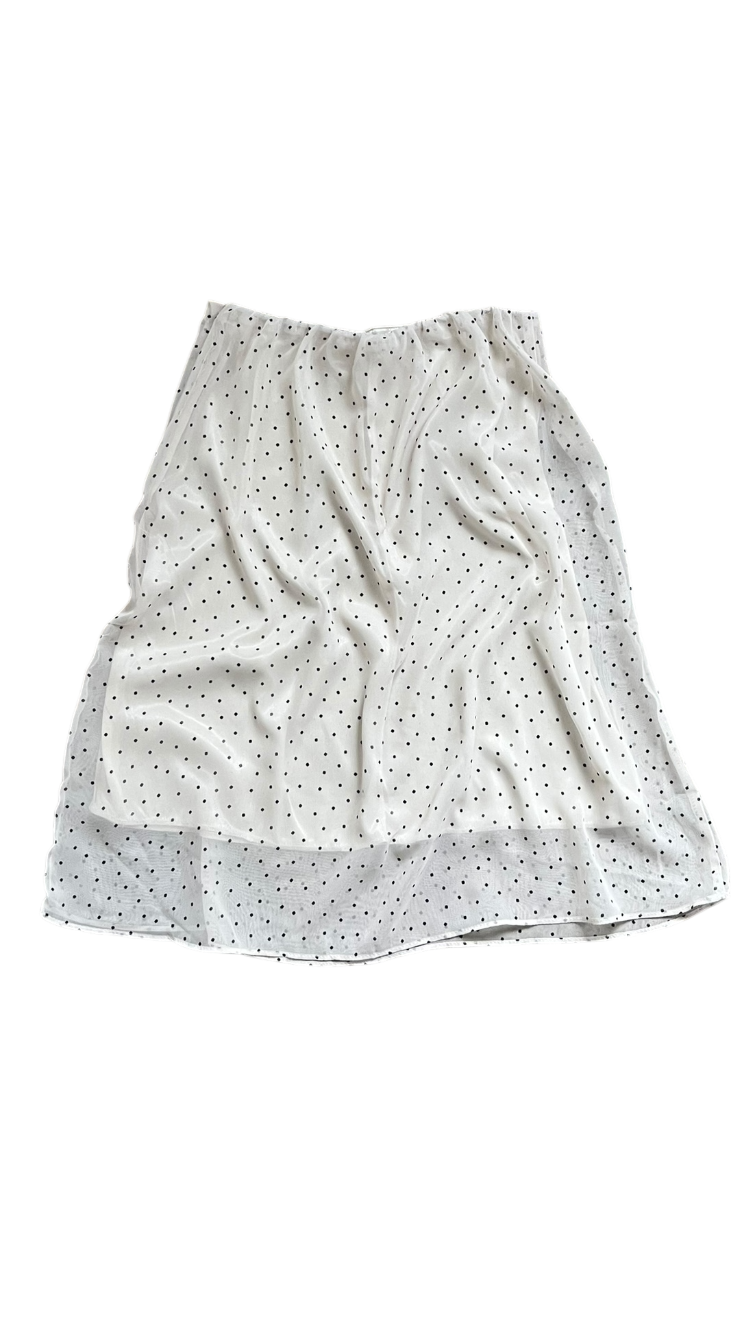 Dot chiffon midi skirt (ivory)