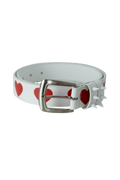 Love Studded Leather Belt (White)