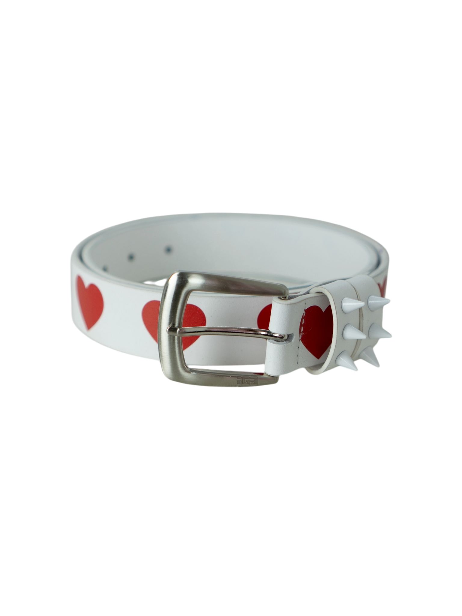 Love Studded Leather Belt (White)