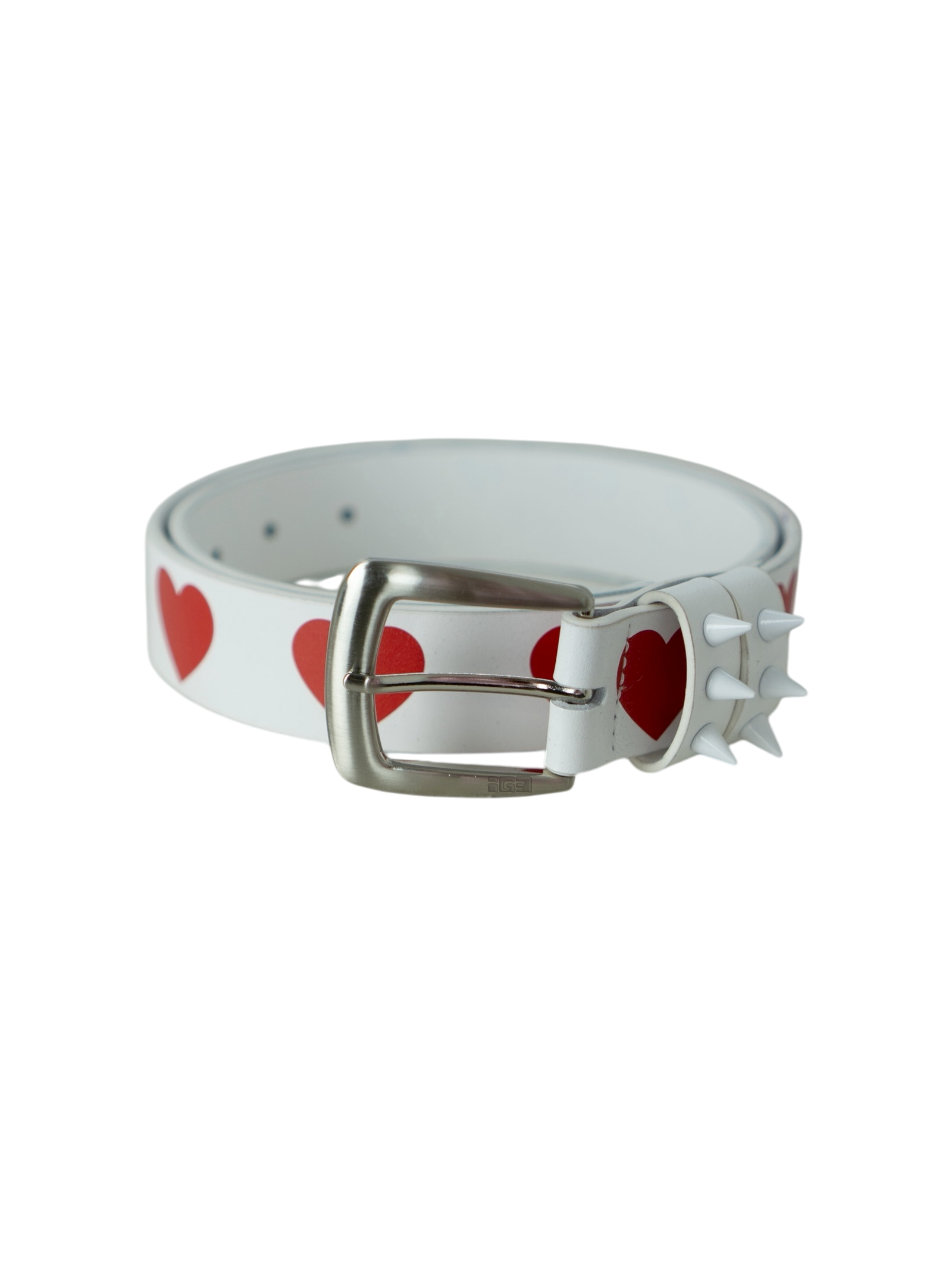 Love Studded Leather Belt (White)