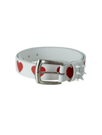 Love Studded Leather Belt (White)