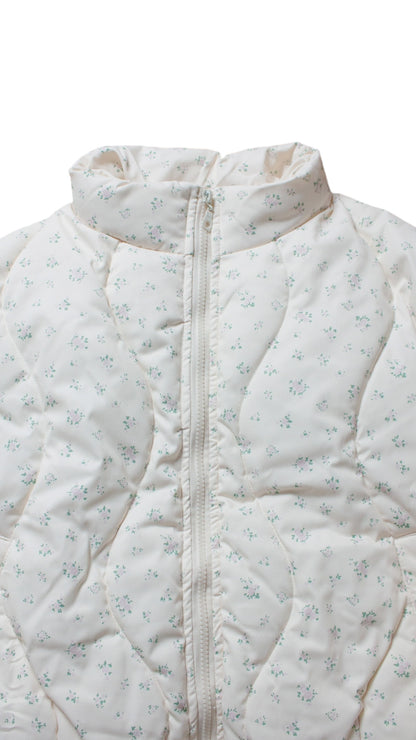 Wave flower puffer jacket