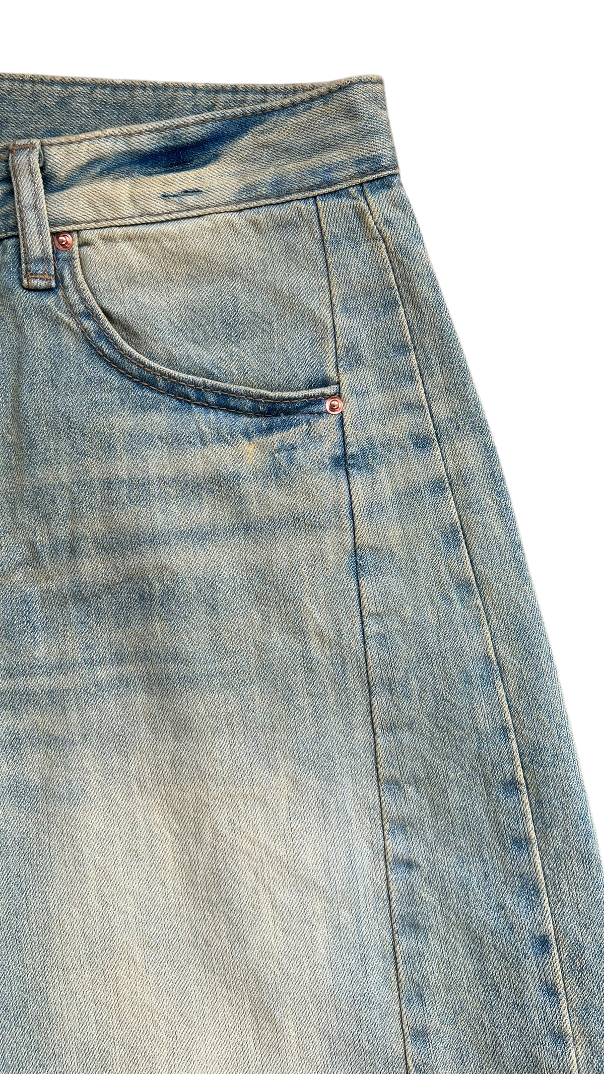 Moon side seam washed denim