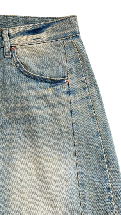 Moon side seam washed denim