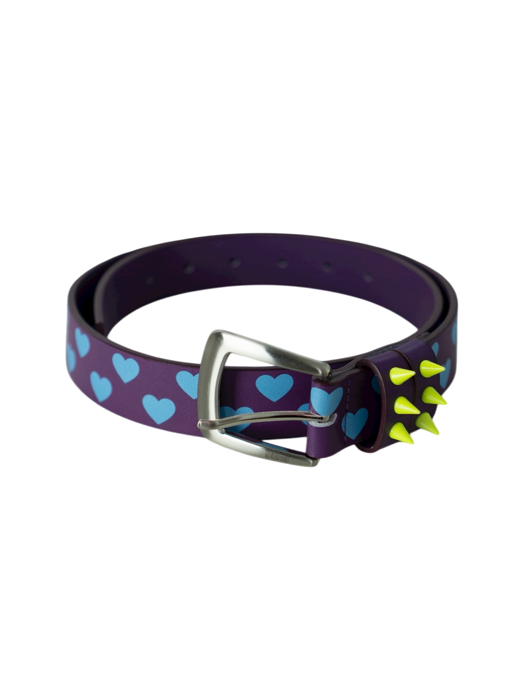 Love Studded Leather Belt (Purple)