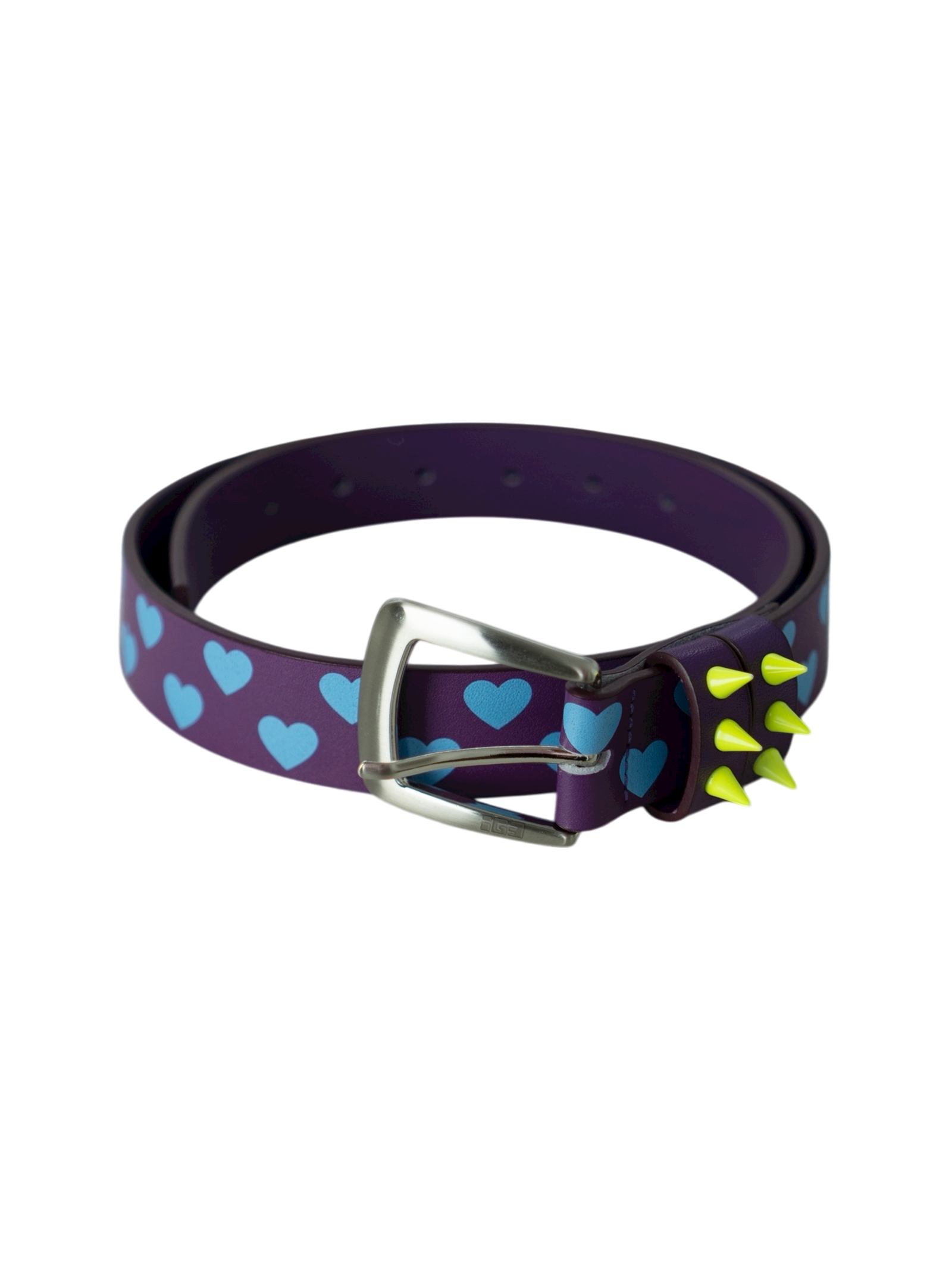 Love Studded Leather Belt (Purple)