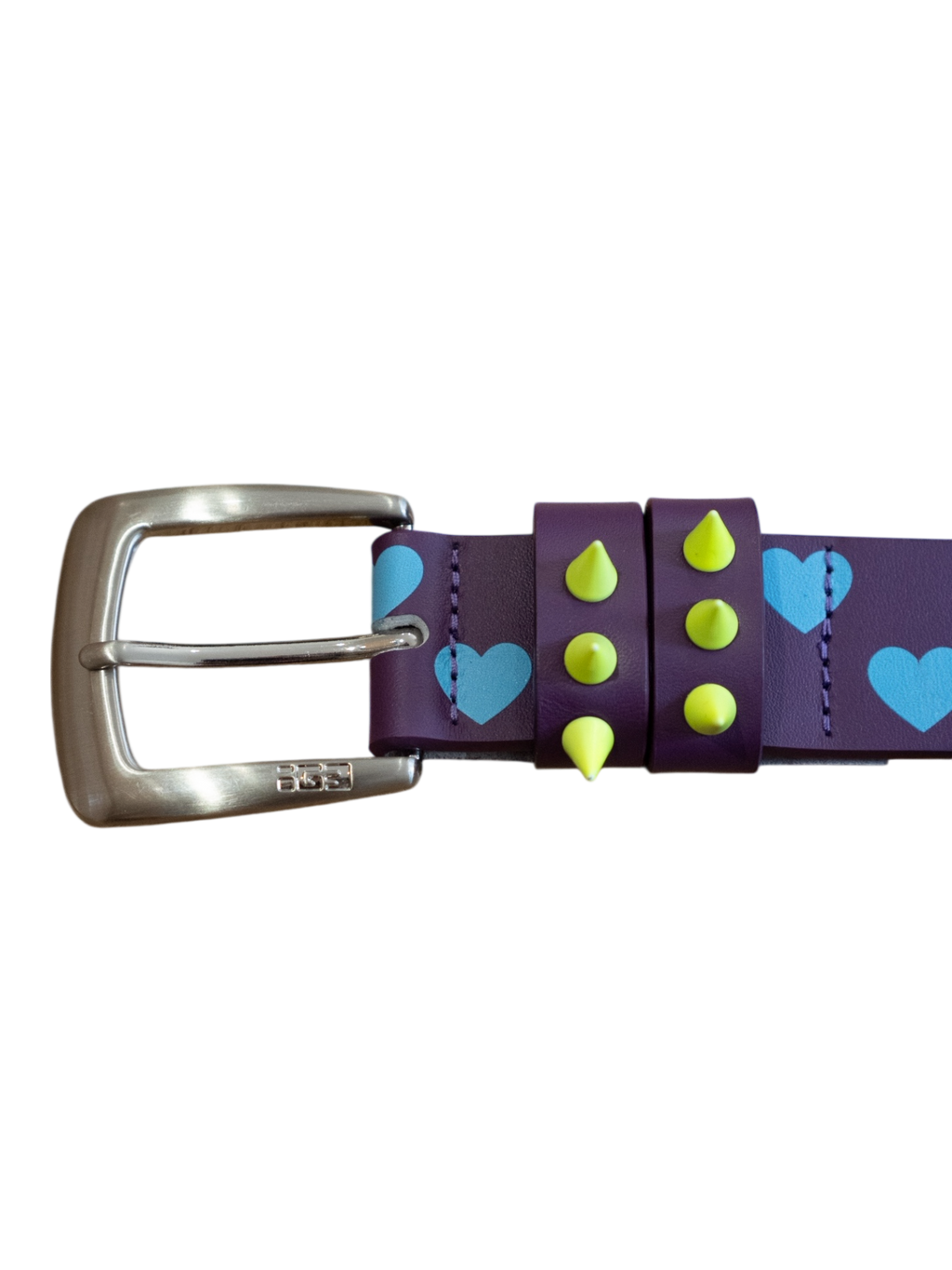 Love Studded Leather Belt (Purple)