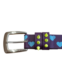 Love Studded Leather Belt (Purple)