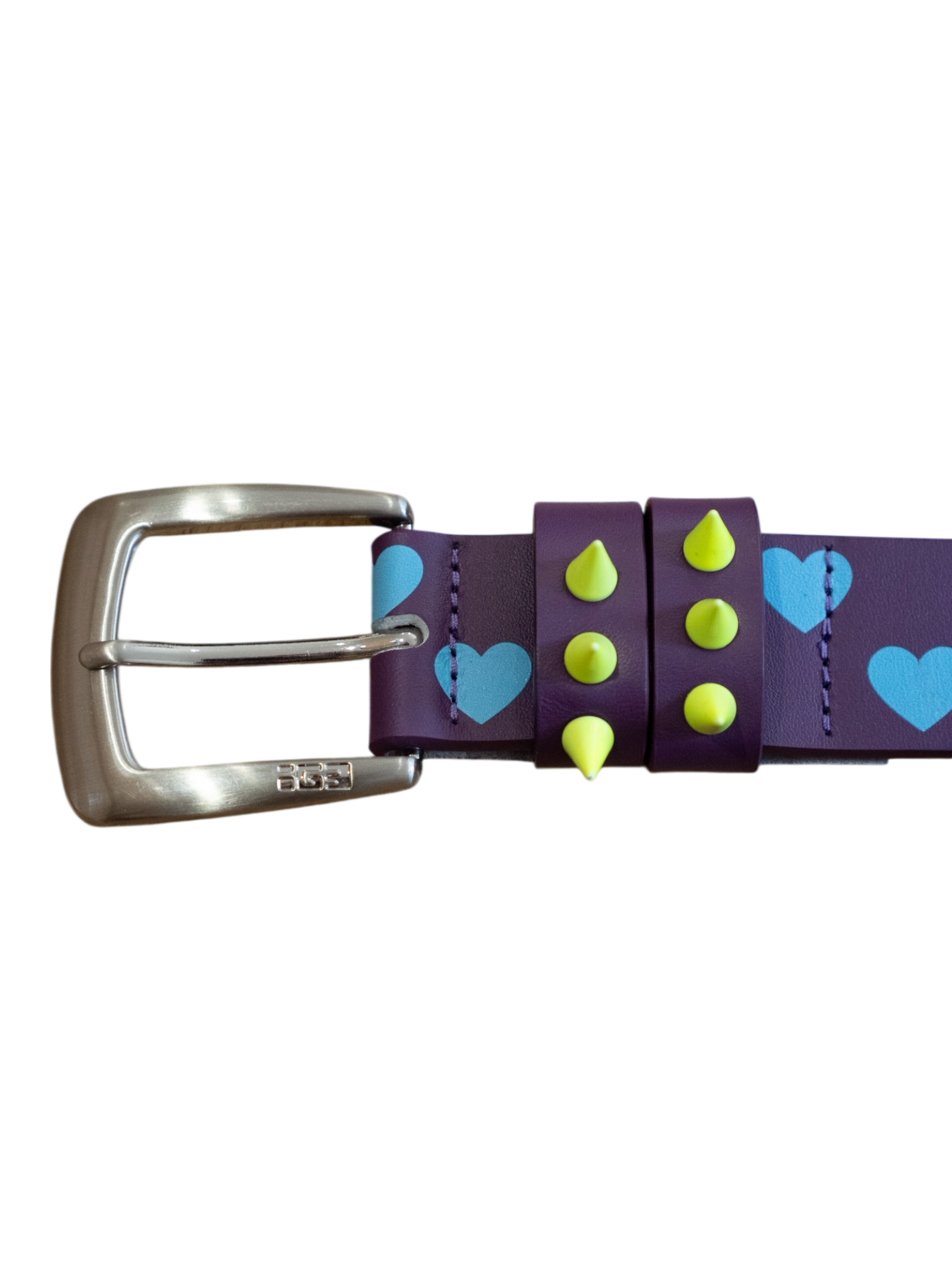 Love Studded Leather Belt (Purple)