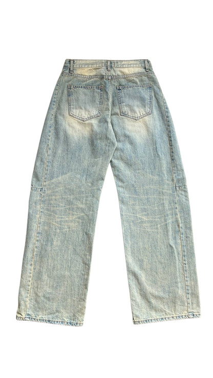 Moon side seam washed denim