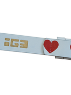 Love Studded Leather Belt (White)