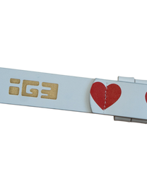 Love Studded Leather Belt (White)