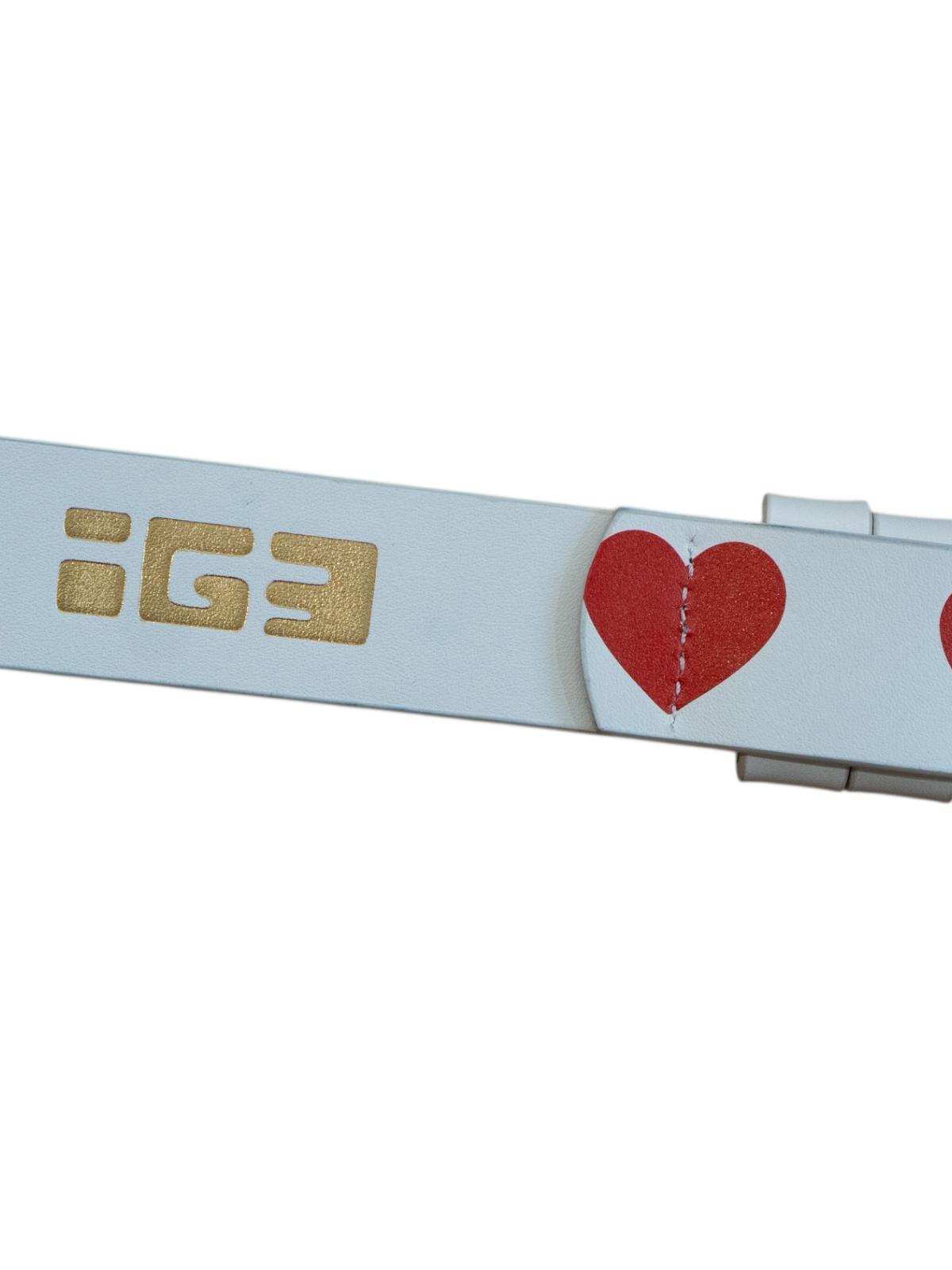 Love Studded Leather Belt (White)