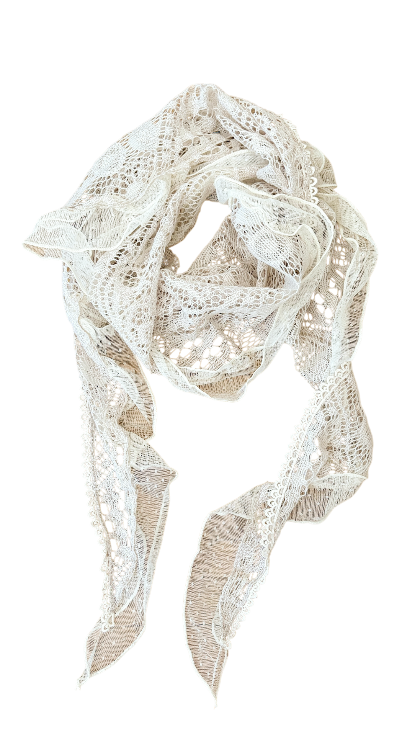 Lace frill scarf (ivory)