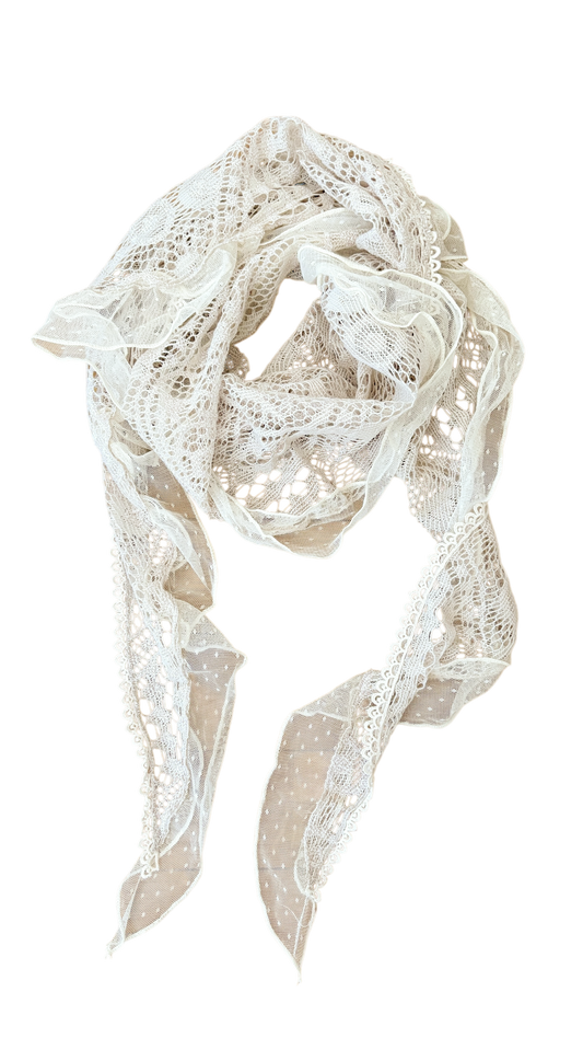 Lace frill scarf (ivory)