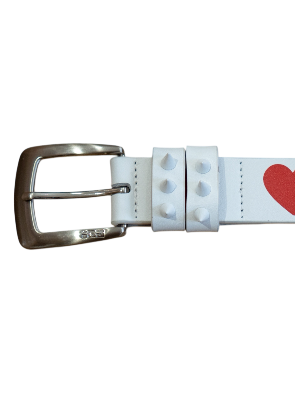 Love Studded Leather Belt (White)