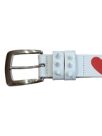 Love Studded Leather Belt (White)