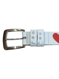 Love Studded Leather Belt (White)