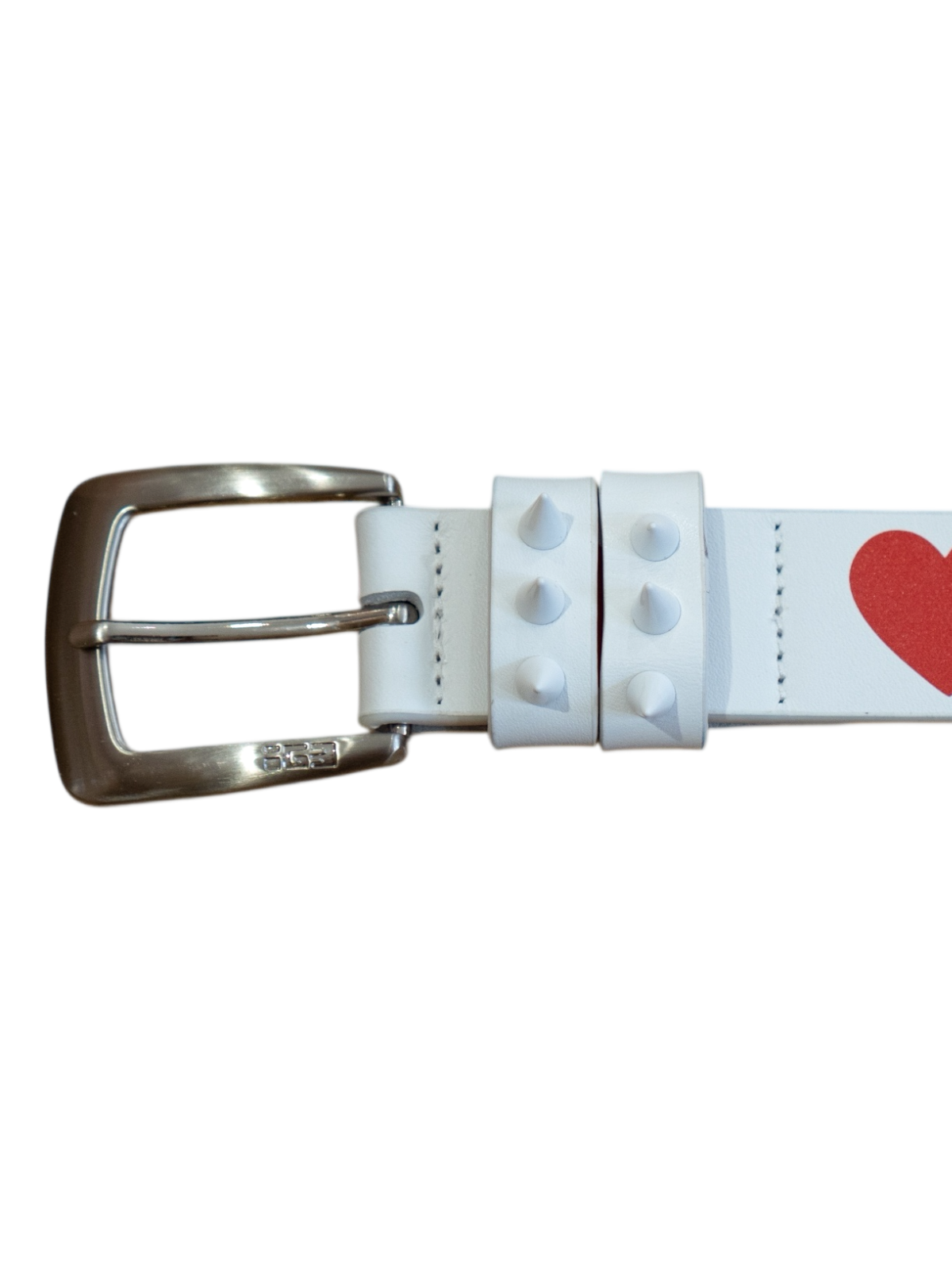 Love Studded Leather Belt (White)
