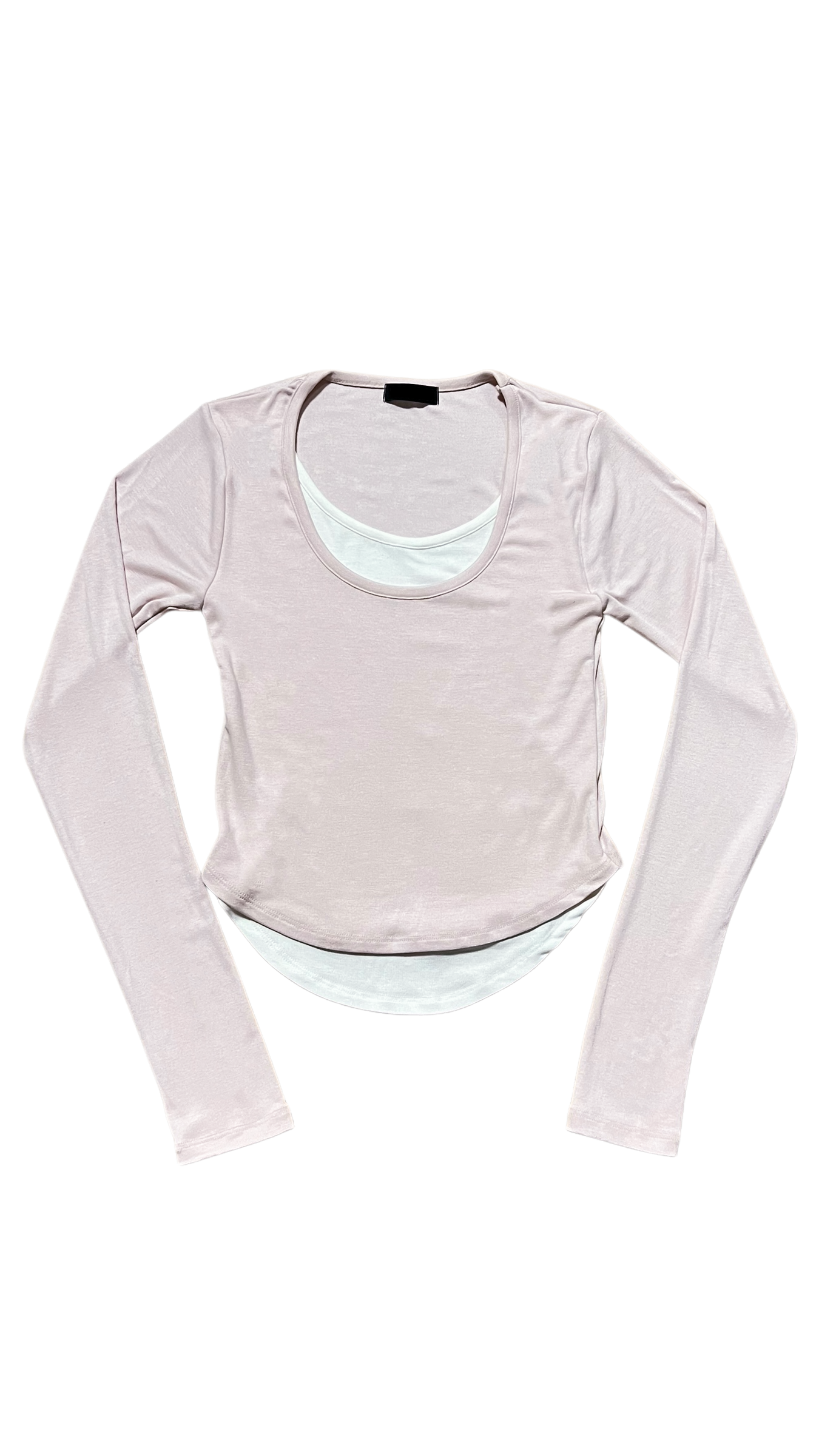 Layered round cropped top (pink)