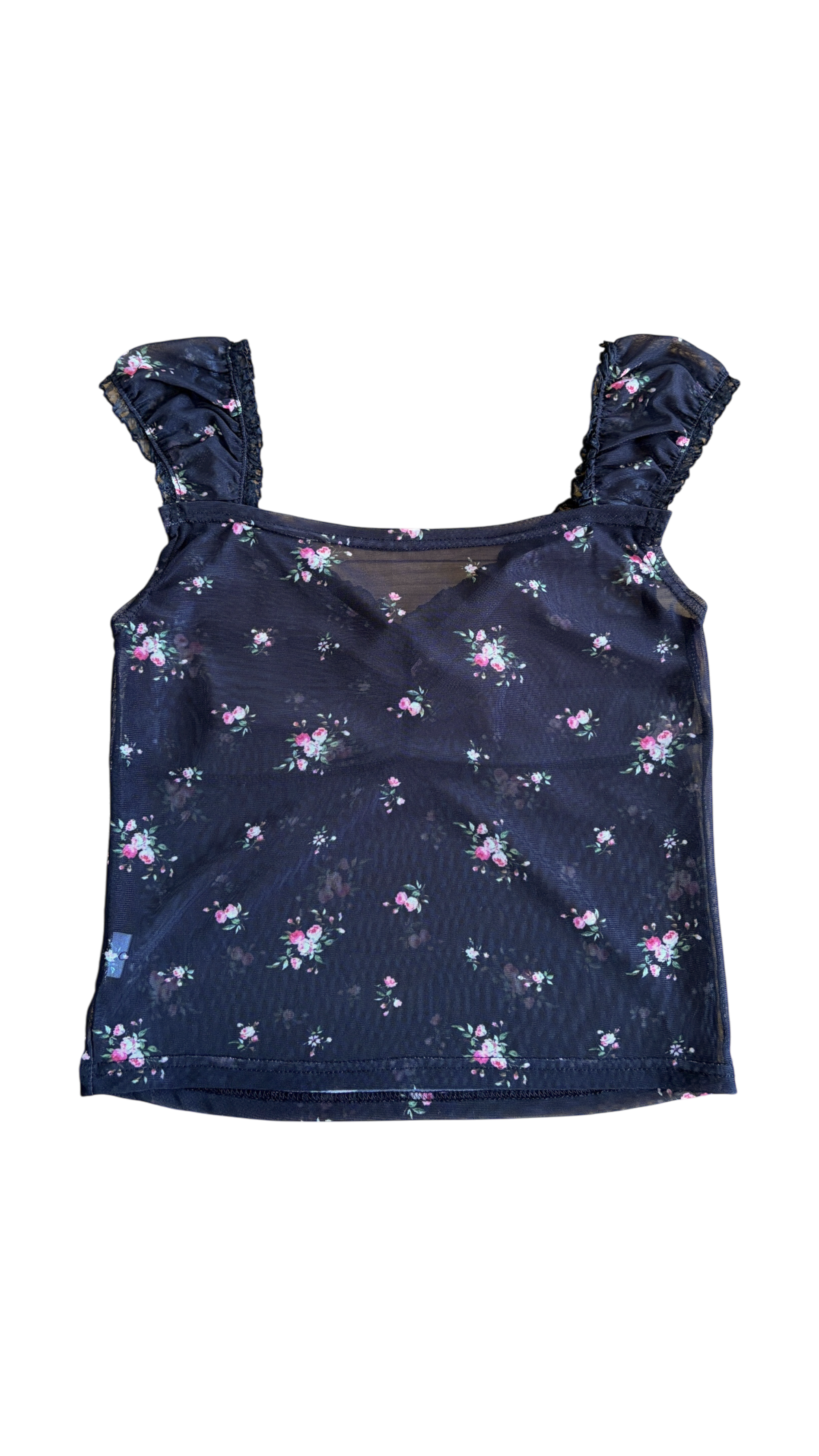 Sheer rose blouse (black)