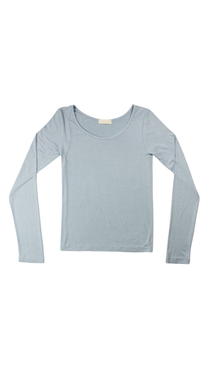 Basic u-neck L/S tee (skyblue)