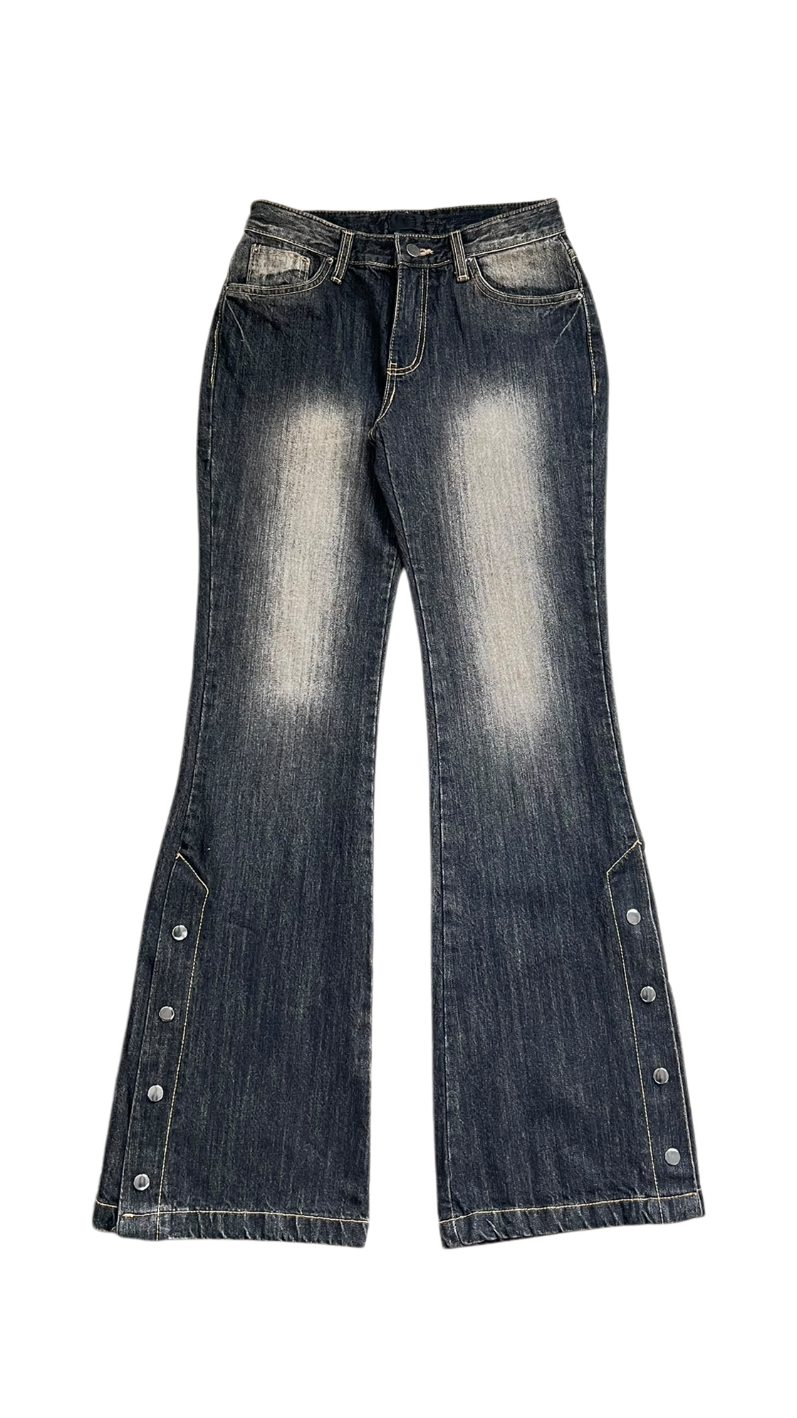 Modish snap bootcut jeans