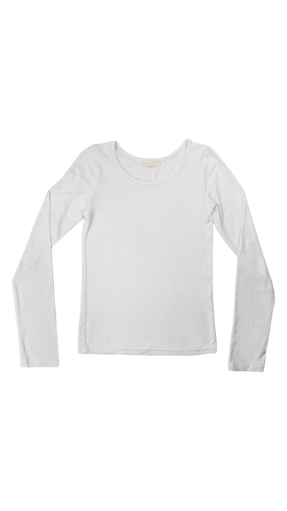 Basic u-neck L/S tee (white)