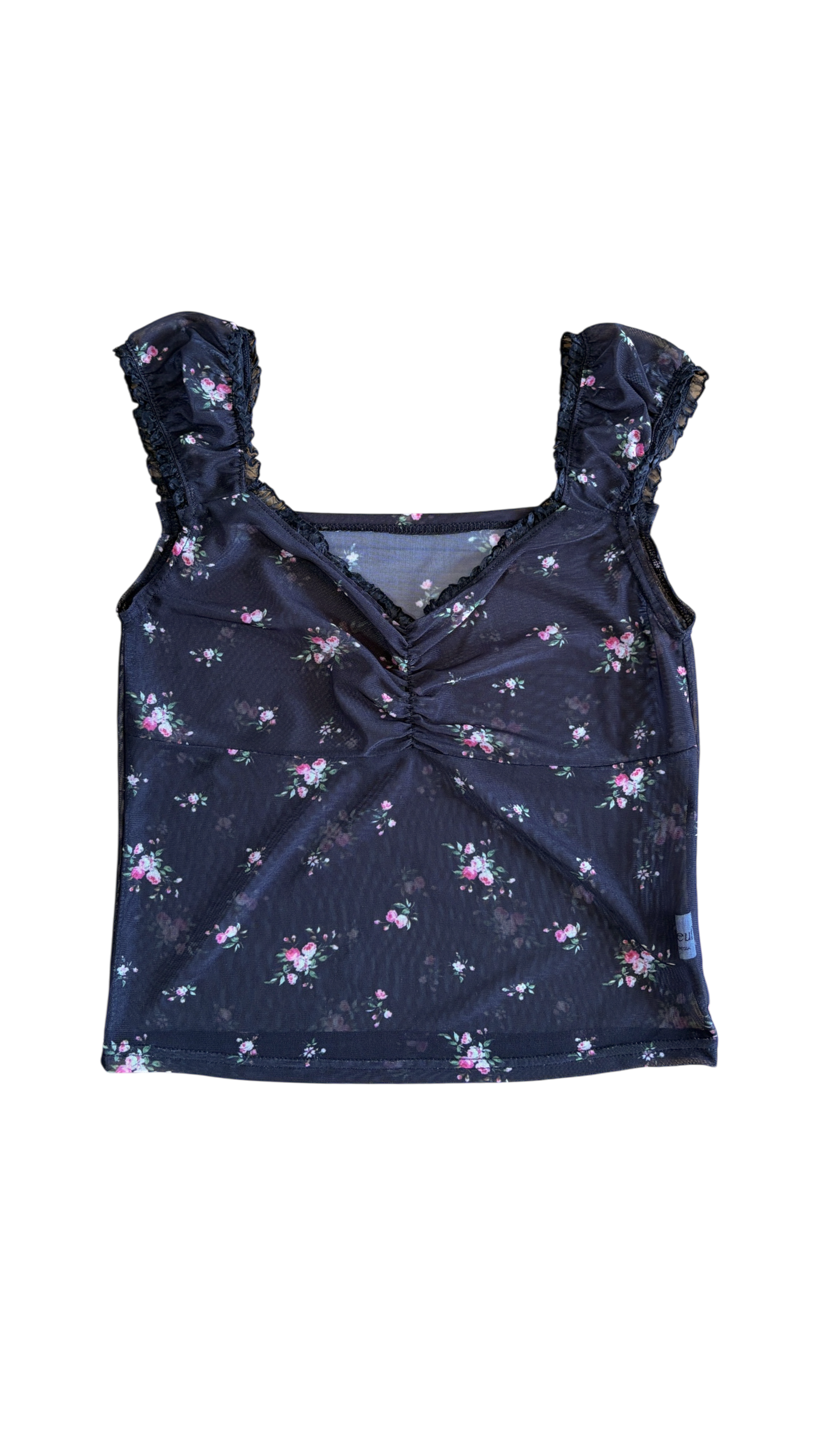 Sheer rose blouse (black)