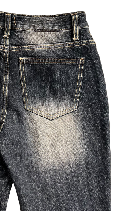 Modish snap bootcut jeans