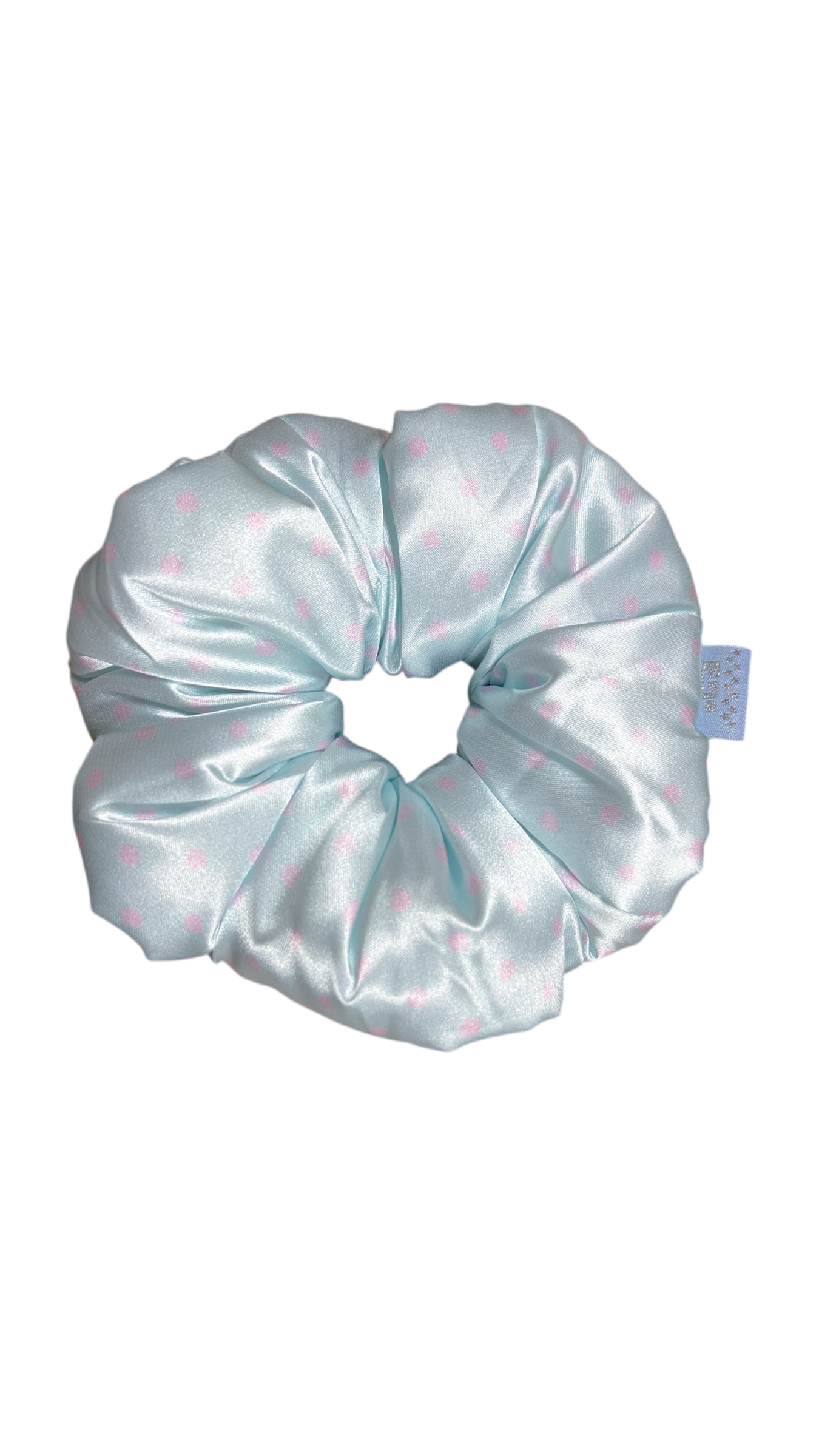 193 Pillow scrunchie (sky blue dot)