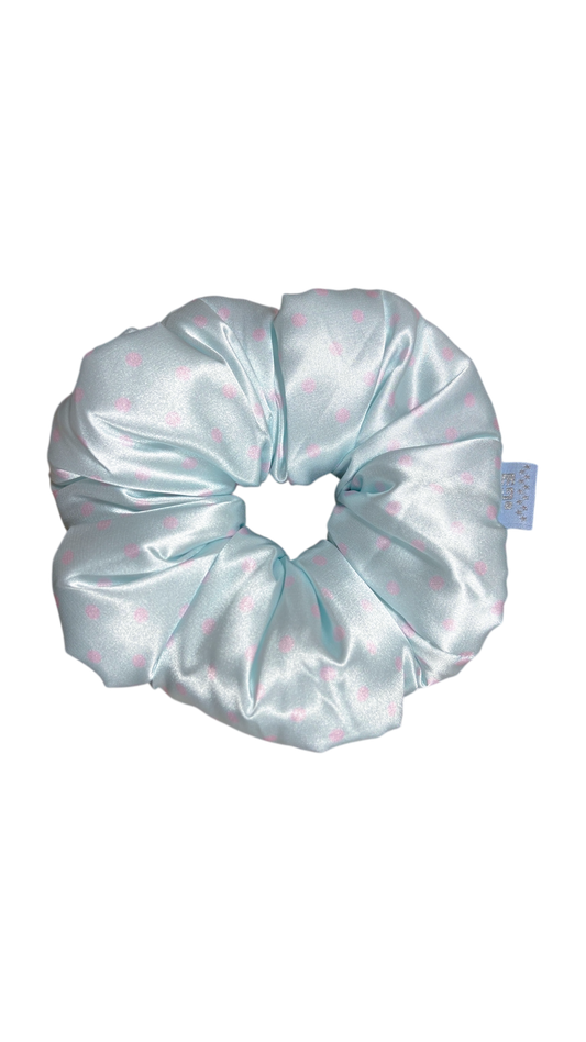 193 Pillow scrunchie (sky blue dot)
