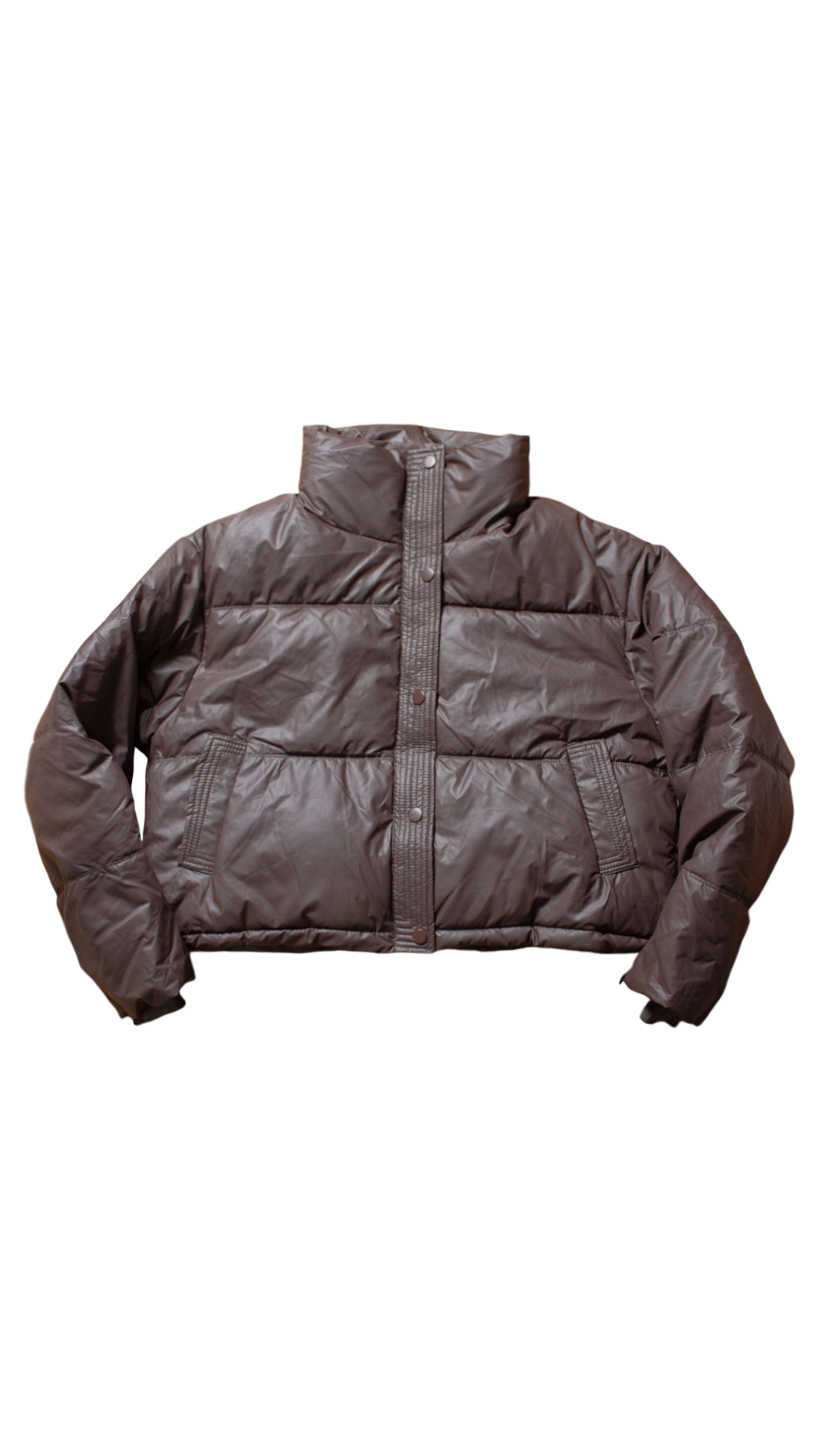 Coating cropped puffer jacket (brown)