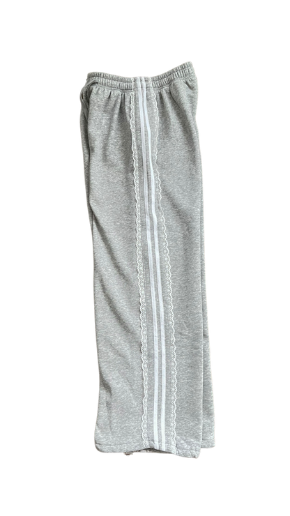 Lace tape track pants (gray)