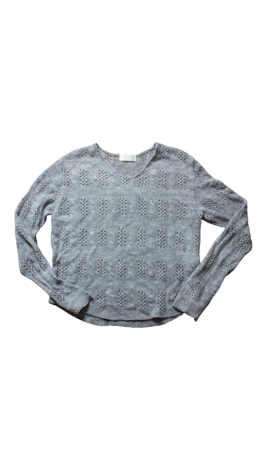 Eyelet V-neck knit (gray)