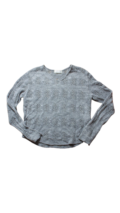 Eyelet V-neck knit (gray)