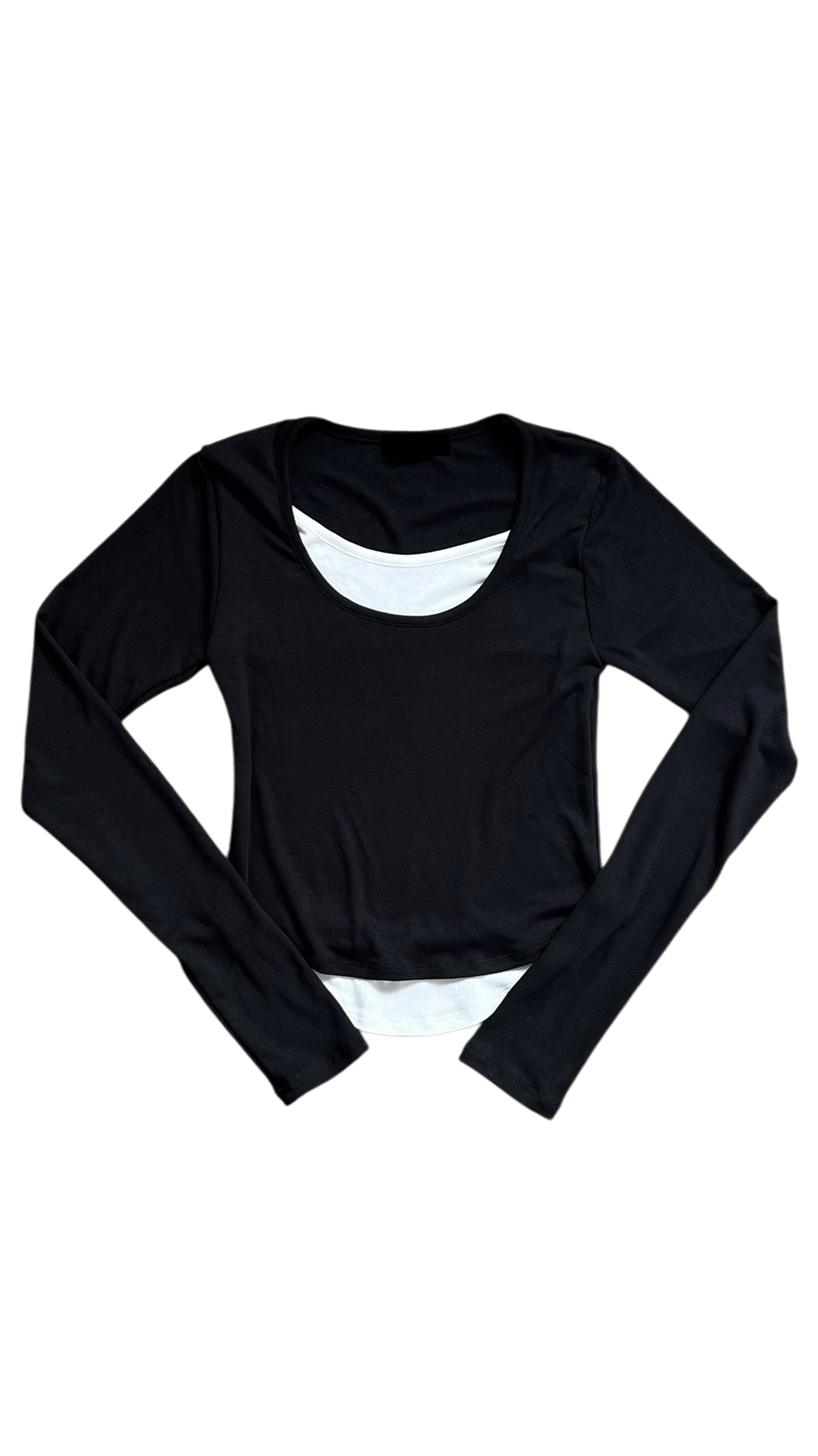 Layered round cropped top (black)