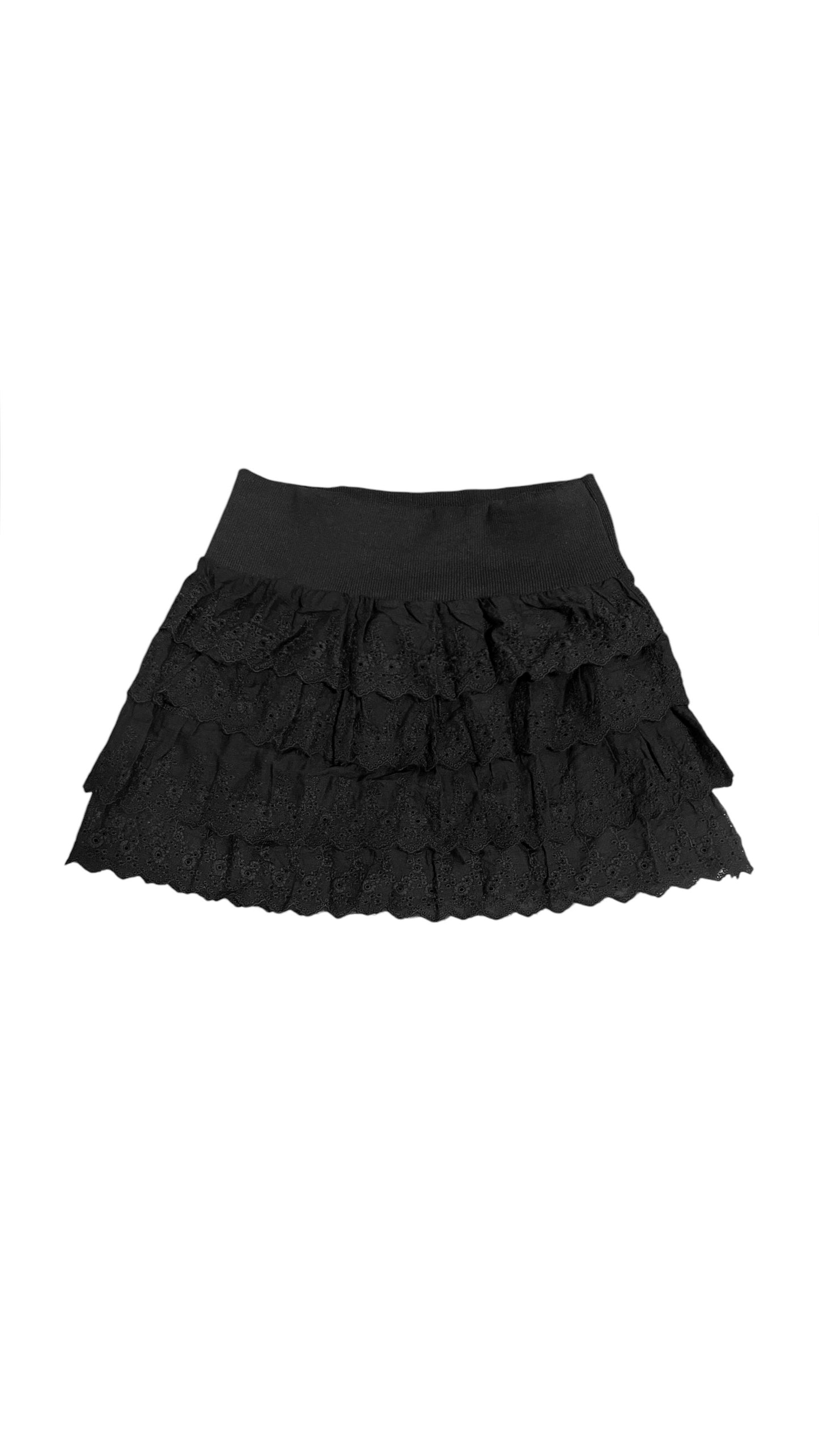 Cottage lace frill skirt (black)