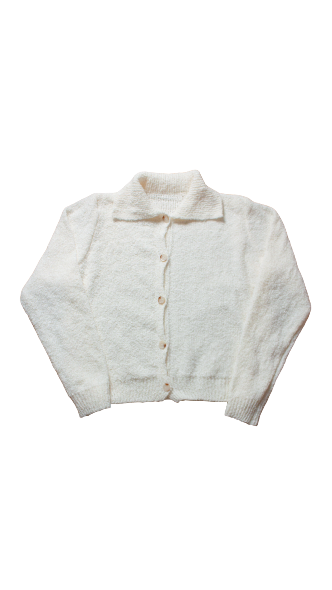 Boucle knit button cardigan (white)