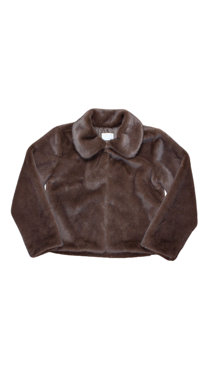 Rabbit faux fur jacket (brown)