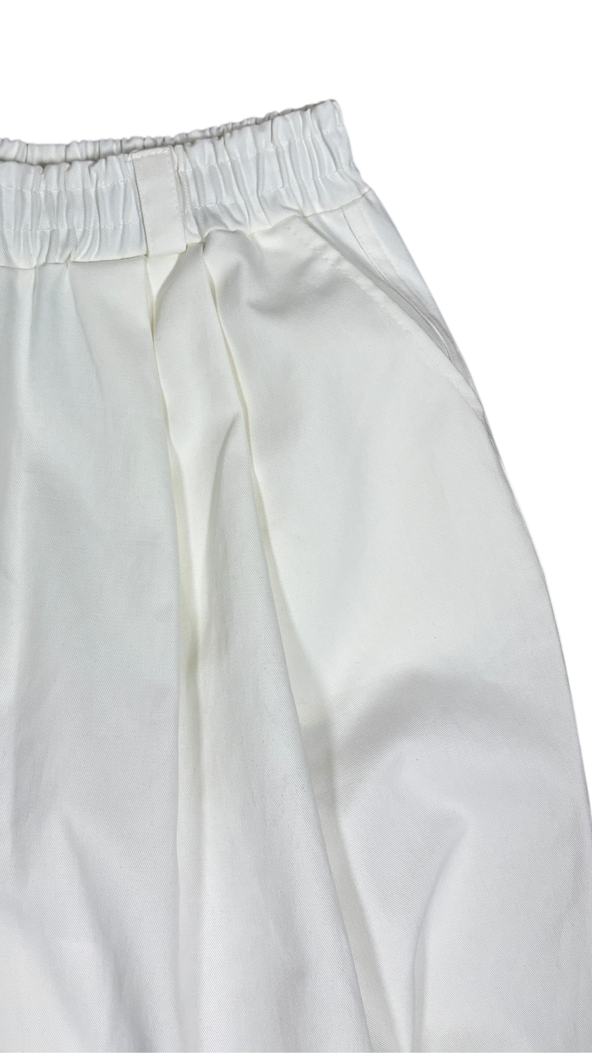 Cotton 2-tuck wide pants(white)