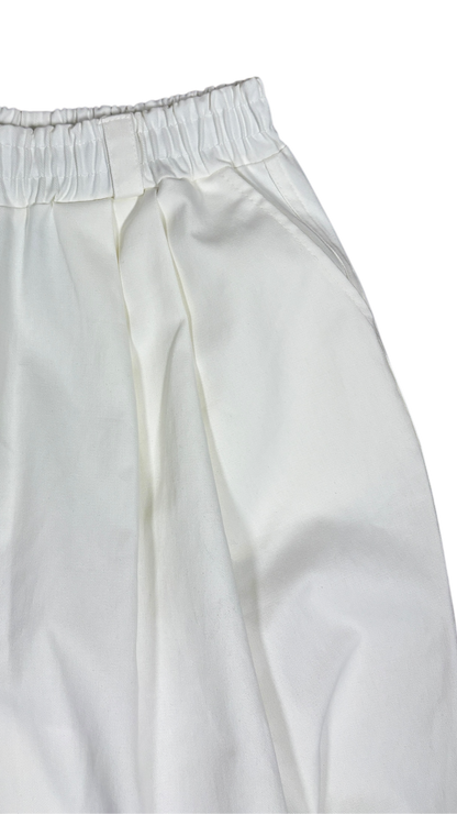 Cotton 2-tuck wide pants(white)