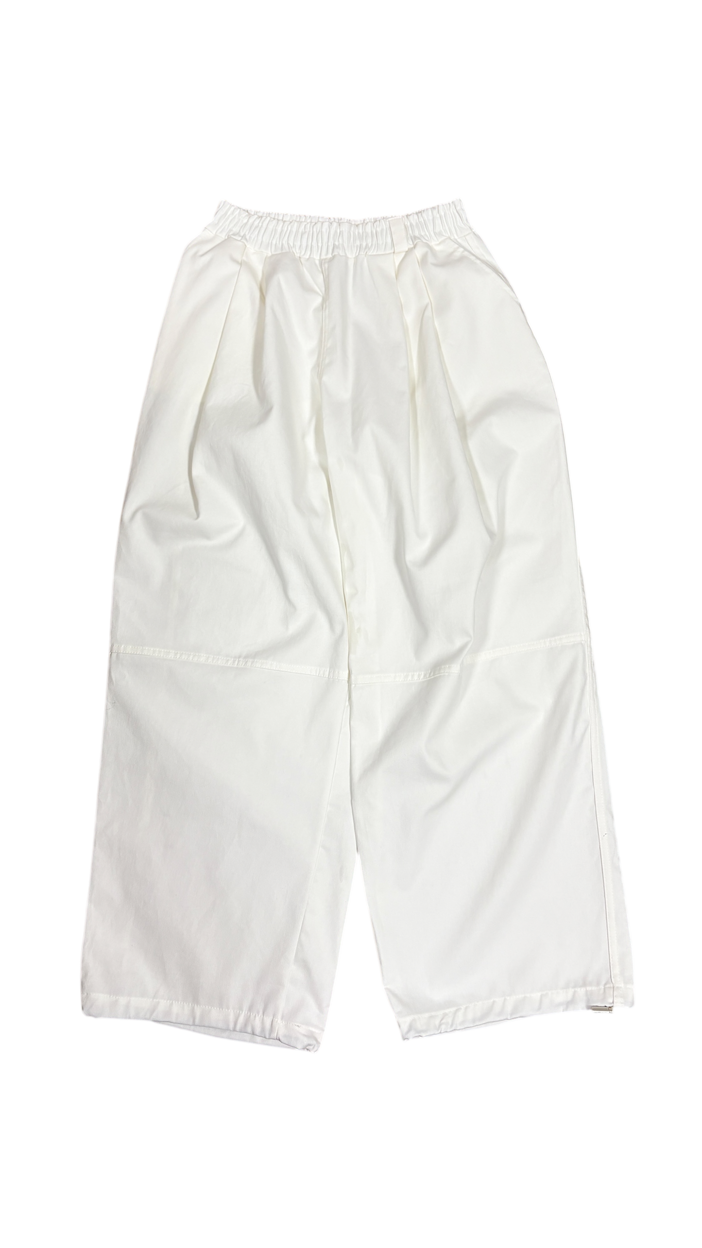 Cotton 2-tuck wide pants(white)