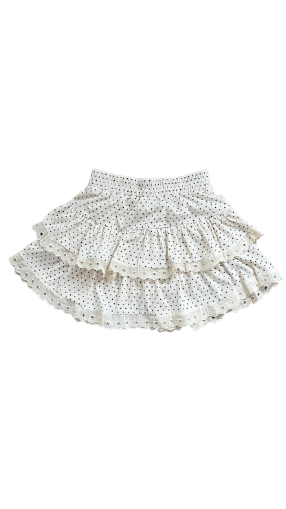 Girl blogger dot frill skirt (ivory)