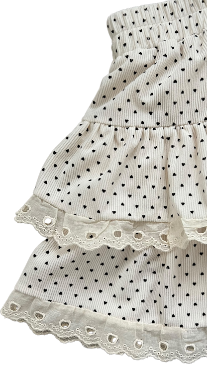 Girl blogger dot frill skirt (ivory)