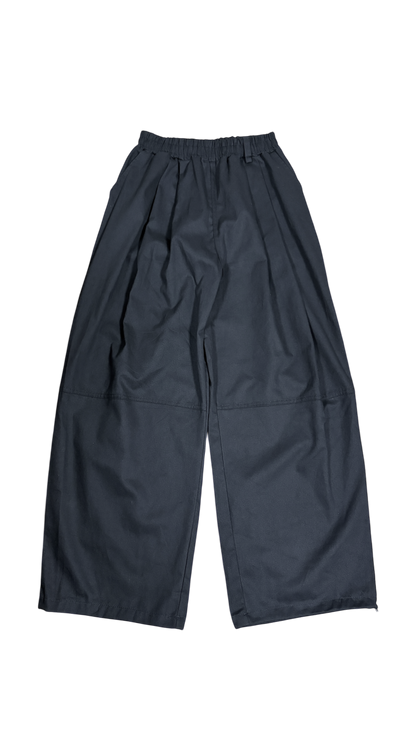 Cotton 2-tuck wide pants(black)